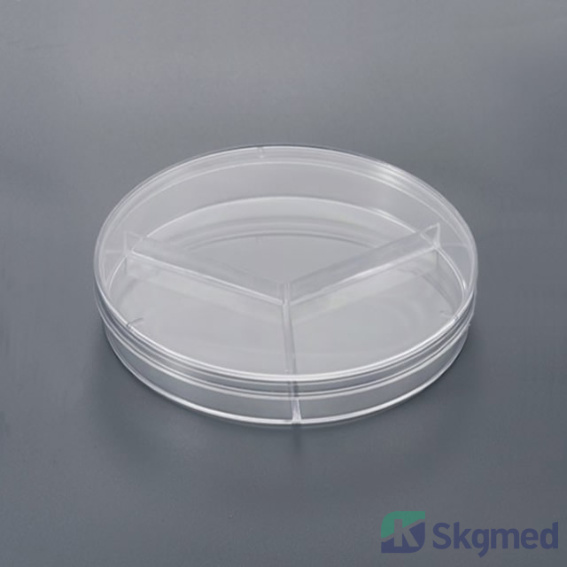 Petri Dish 90x15mm, three compartments, Cell Cuture